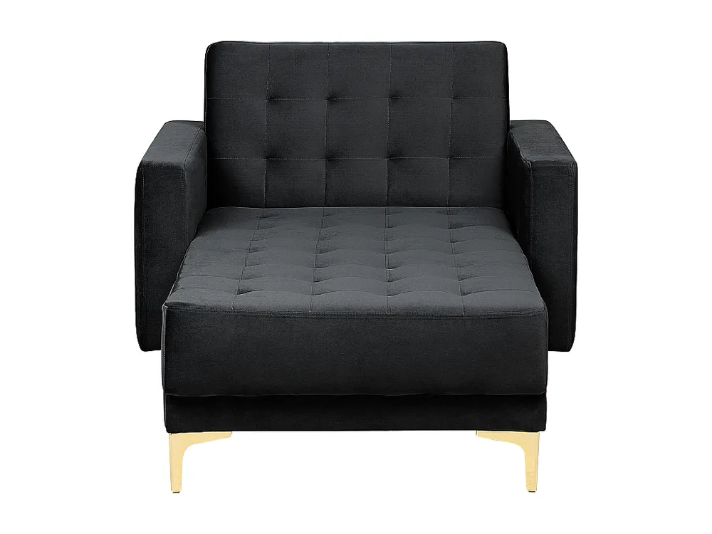 Chaise-longue reclinável em veludo preto ABERDEEN com Certificação de Seguranç