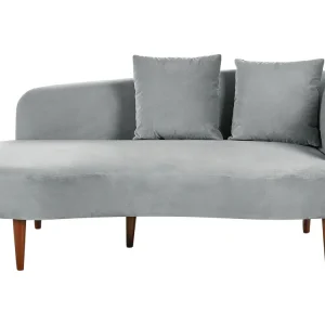 Chaise-longue em veludo cinzento óbvio à direita CHAUMONT