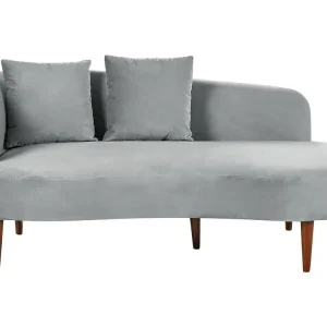 Chaise-longue em veludo cinzento evidente à esquerda CHAUMONT