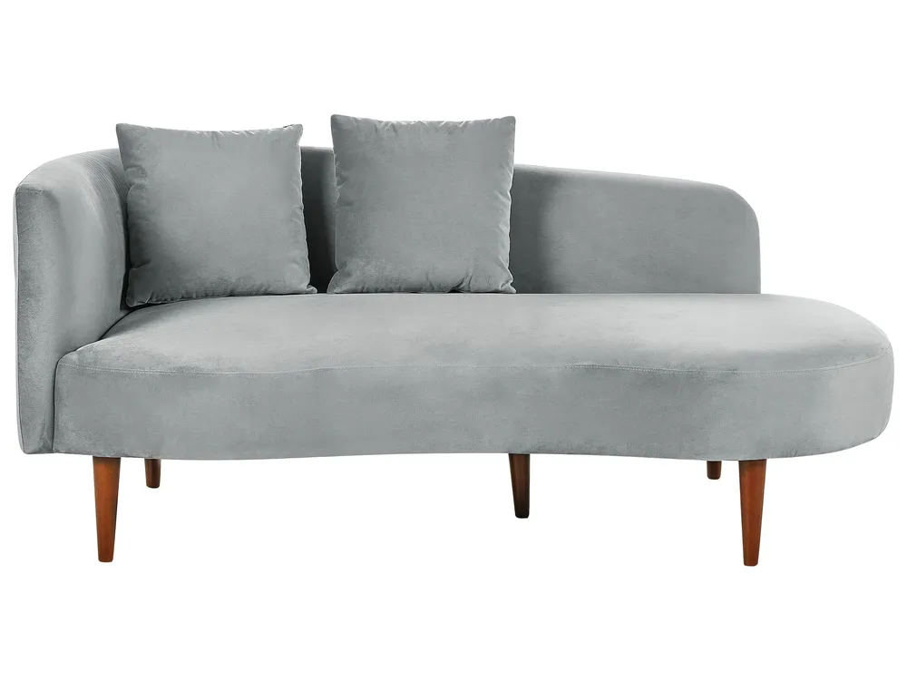 Chaise-longue em veludo cinzento evidente à esquerda CHAUMONT