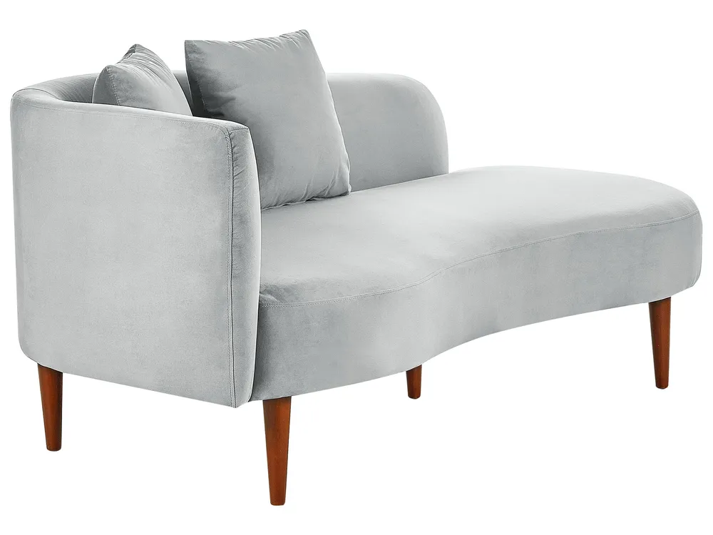 Chaise-longue em veludo cinzento evidente à esquerda CHAUMONT
