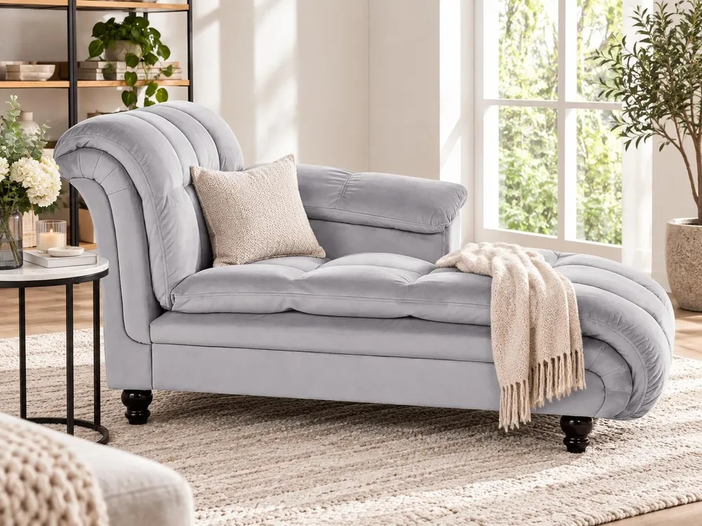 Chaise-longue em veludo cinzento evidente LORMONT