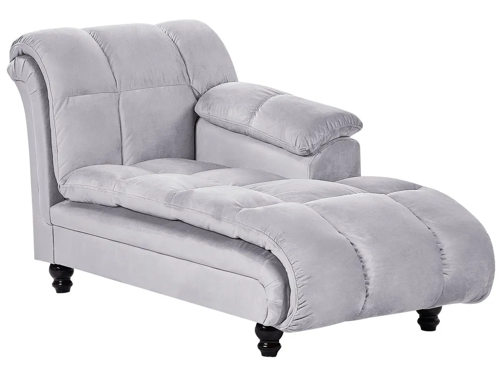 Chaise-longue em veludo cinzento evidente LORMONT
