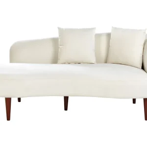 Chaise-longue em veludo creme à direita CHAUMONT com Fita Autocolante