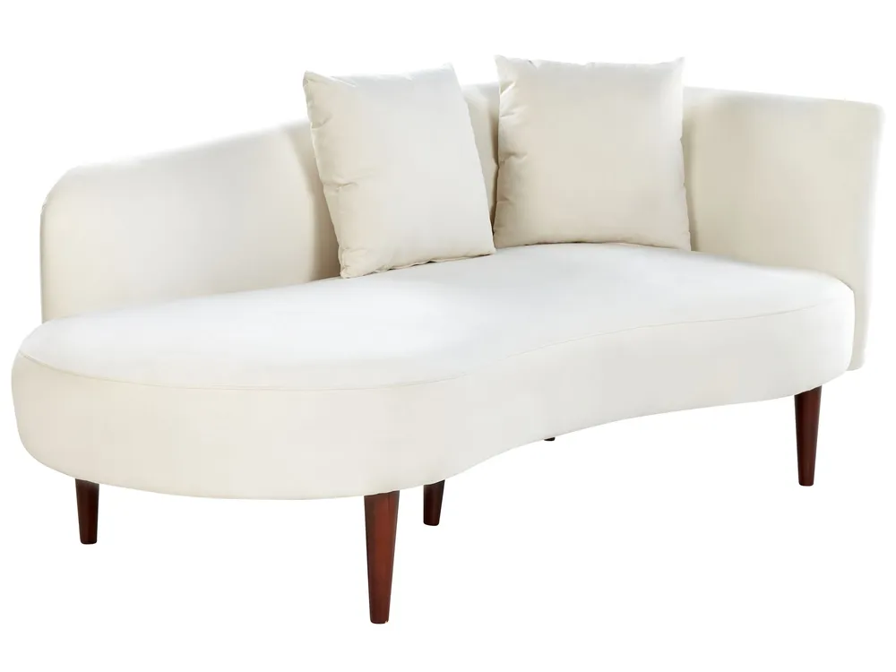 Chaise-longue em veludo creme à direita CHAUMONT com Fita Autocolante