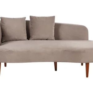 Chaise-longue em veludo taupe à esquerda CHAUMONT com Tecido Resistente