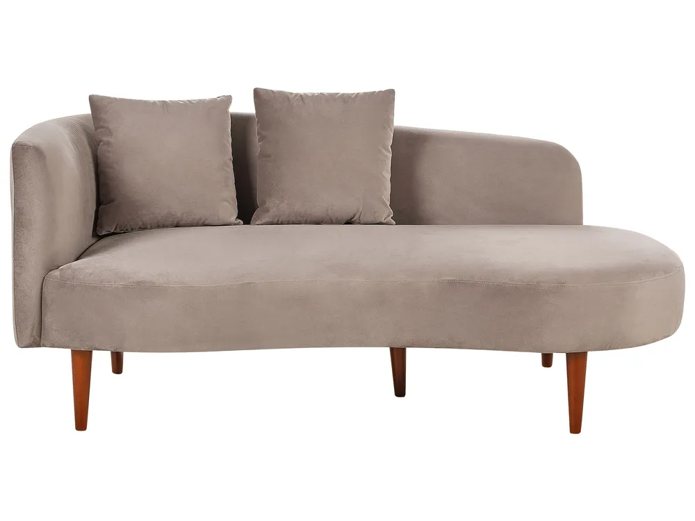 Chaise-longue em veludo taupe à esquerda CHAUMONT com Tecido Resistente