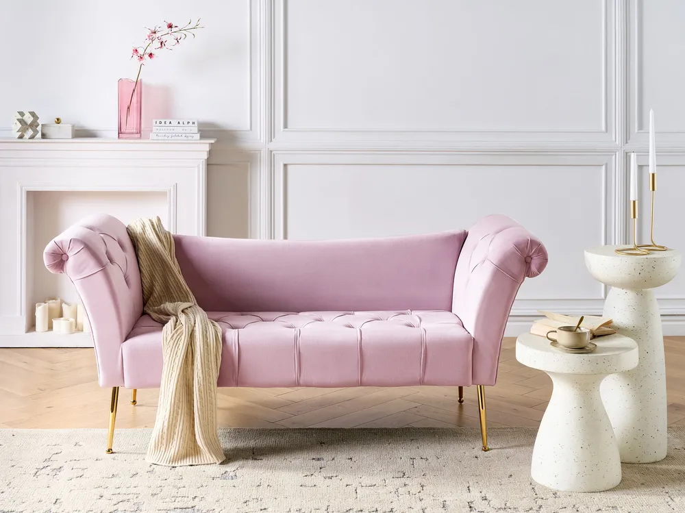 Chaise-longue em veludo violeta nítido NANTILLY