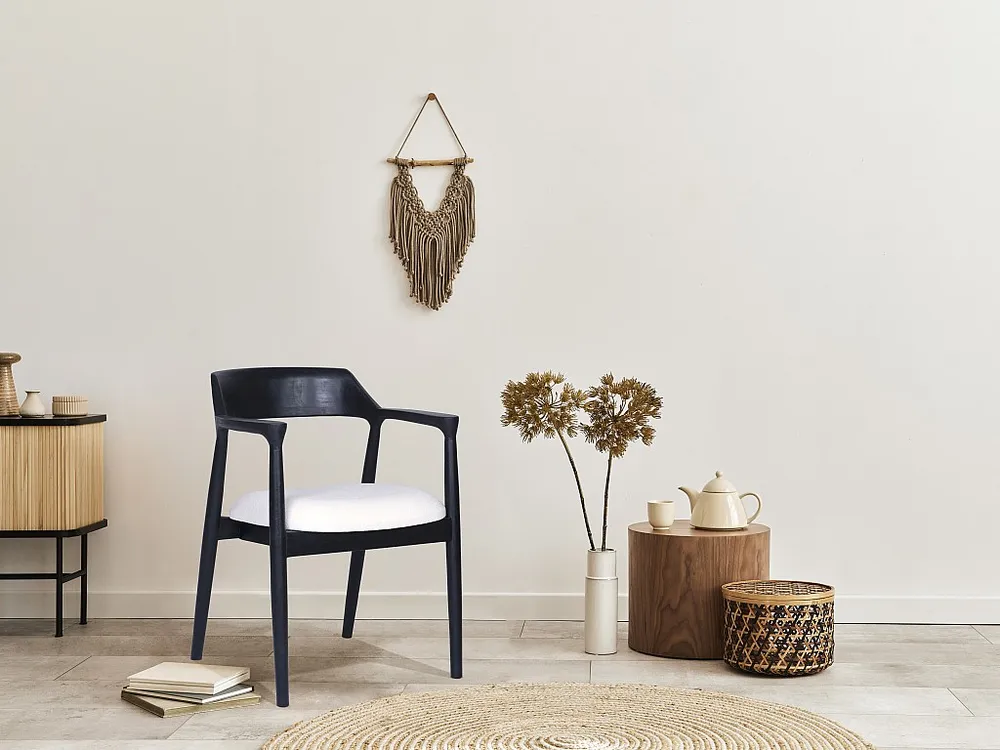 Conjunto de 6 cadeiras com apoios de braço teca e tecido preto e branco - SOUADY para Organização