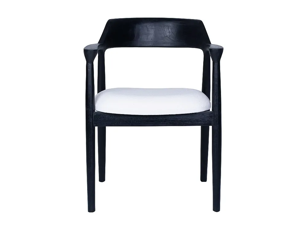 Conjunto de 6 cadeiras com apoios de braço teca e tecido preto e branco - SOUADY para Organização