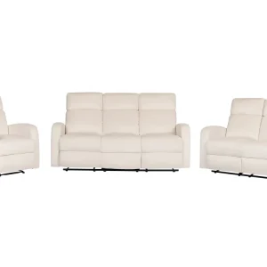 Conjunto de sofás 6 lugares por mão própria reclináveis em veludo branco-creme VERDAL