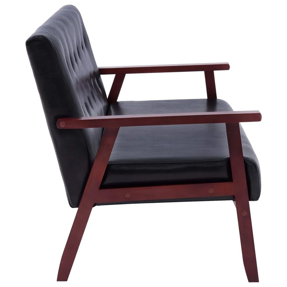 Conjunto de sofás 3 pcs couro artificial preto em Madeira Compensada