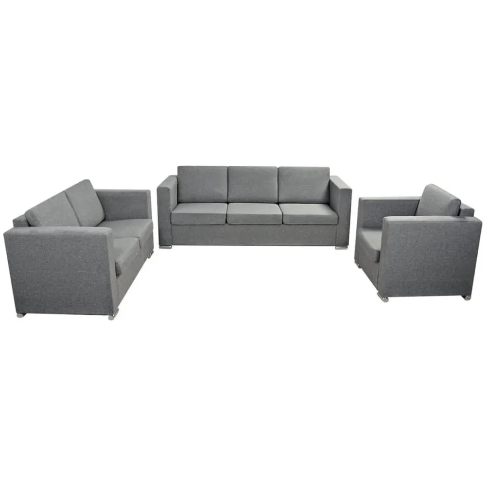 Conjunto de sofás, 3 pcs, tecido cinzento óbvio para Organização