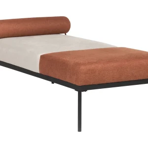 Cortina Blackout Chaise-longue em linho sintético creme e castanho dourado MALMOS