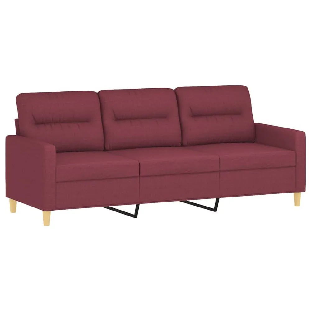 Cortina Blackout 3 pcs conjunto de sofás com almofadas tecido vermelho-tinto