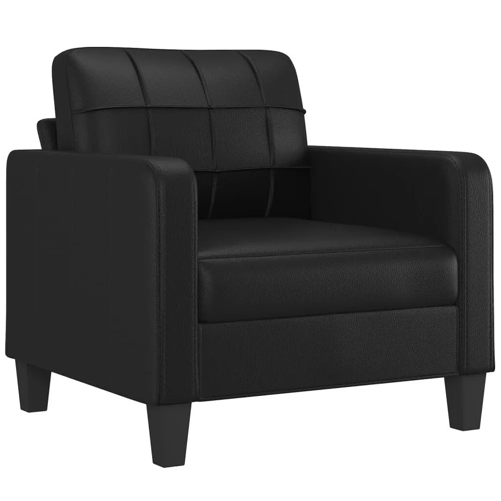 Cortina Blackout 4 pcs conjunto de sofás com almofadas couro artificial preto