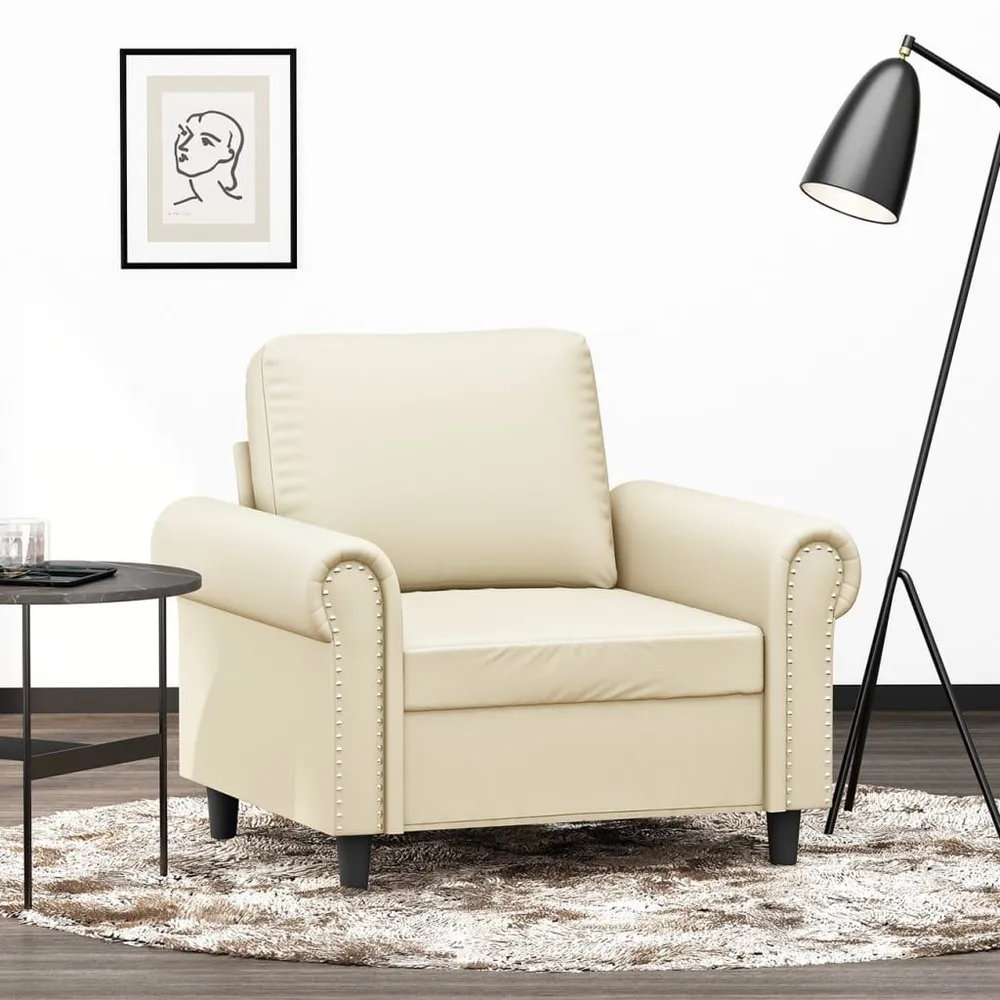 Cortina Blackout Poltrona 60 cm couro artificial creme