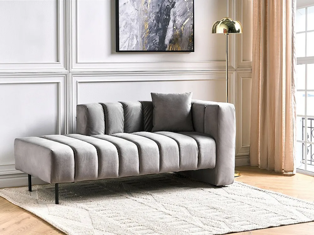 Estore para Janela Chaise-longue à direita em veludo taupe LANNILS