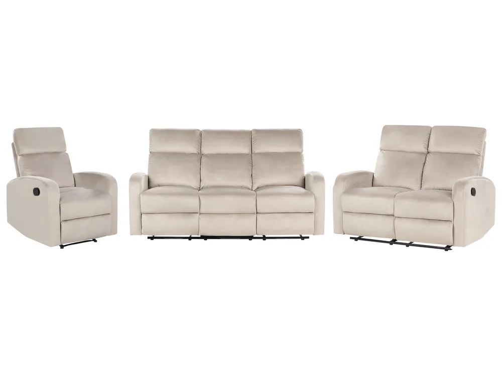 Estore para Janela Conjunto de sofás 6 lugares por mão própria reclináveis em veludo creme VERDAL