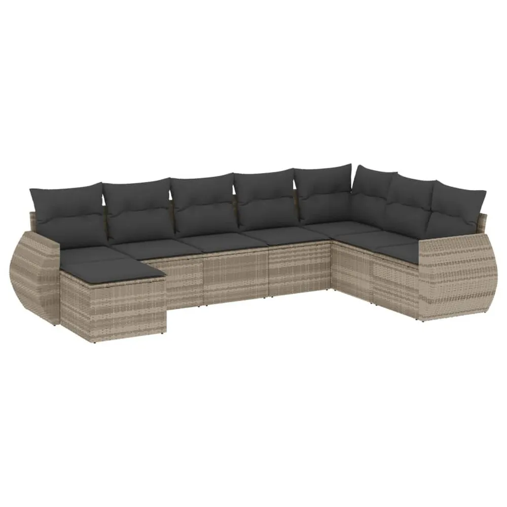 Estore para Janela 8 pcs conj. sofás jardim com almofadões vime PE cinzento-claro