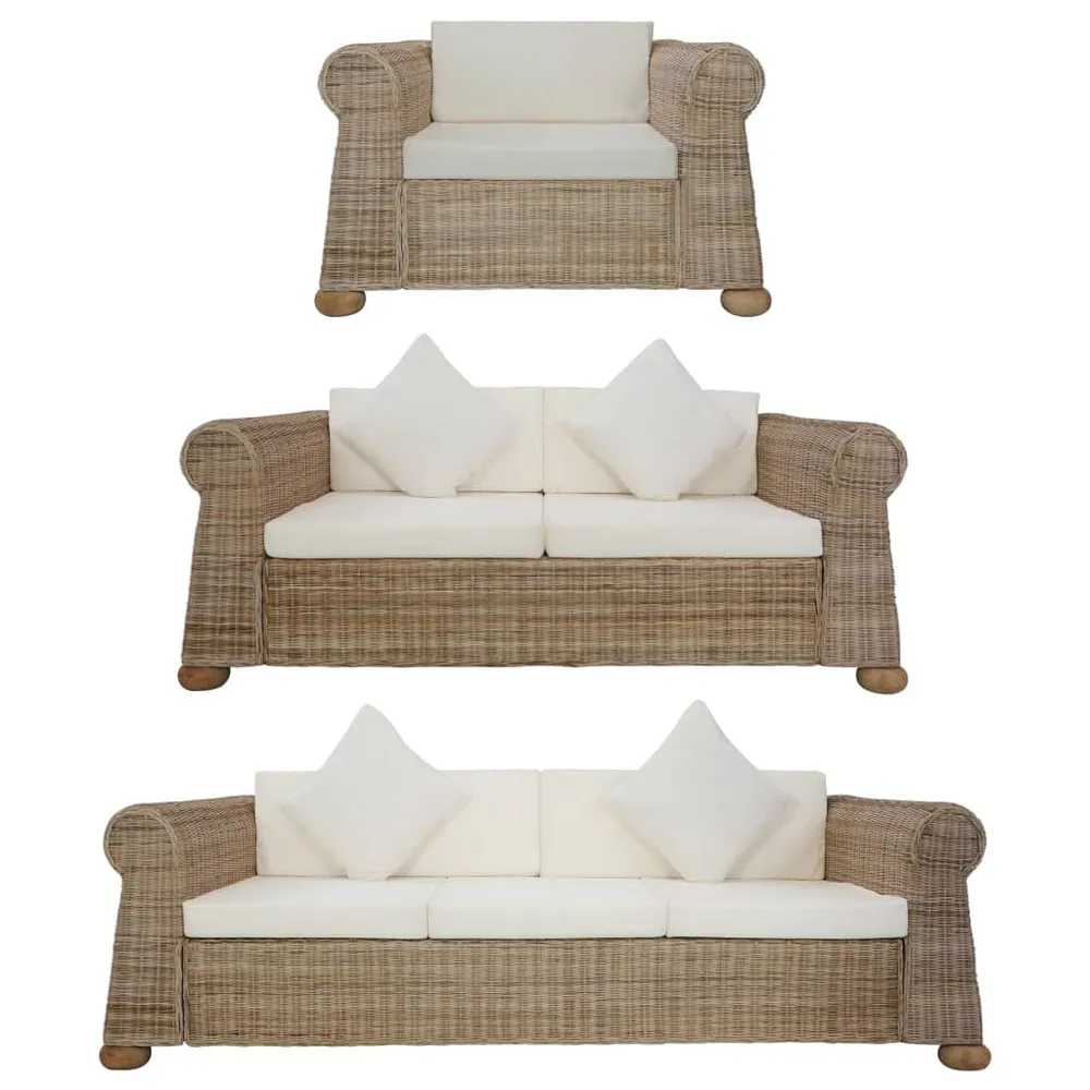 Estore para Janela 3 pcs conjunto de sofás com almofadões vime autêntico