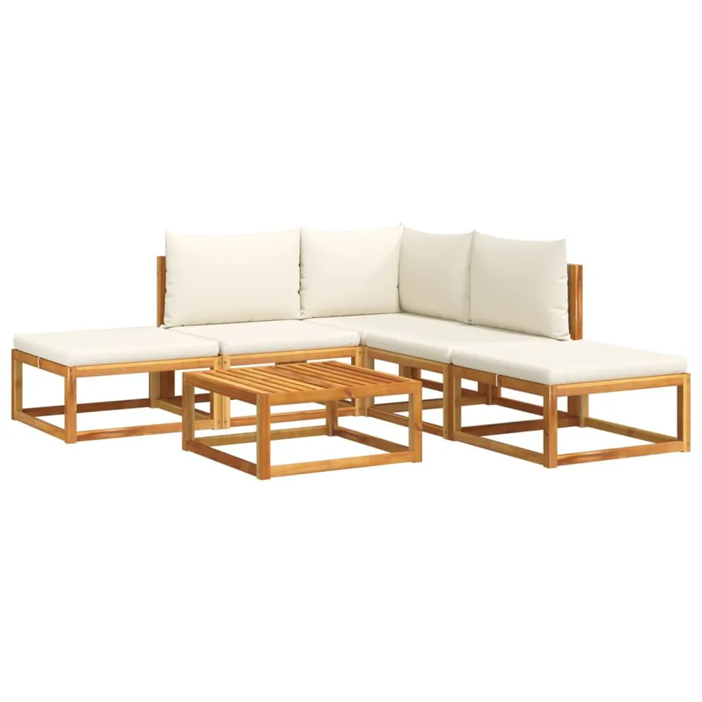 Estore para Janela 6 pcs conjunto de sofás de jardim com almofadões acácia maciç