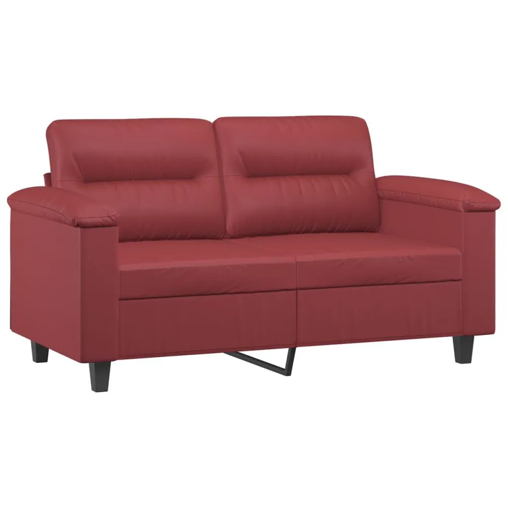 Estore para Janela 2 pcs conjunto sofás com almofadas couro artif. vermelho tinto