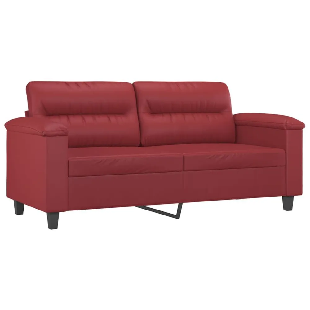 Estore para Janela 2 pcs conjunto sofás com almofadas couro artif. vermelho tinto
