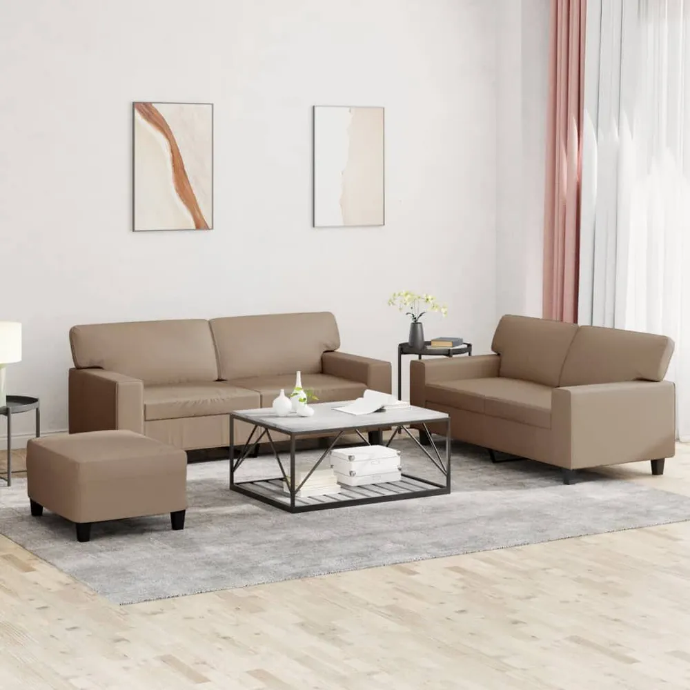 Estore para Janela 3 pcs conjunto de sofás couro artificial cor cappuccino