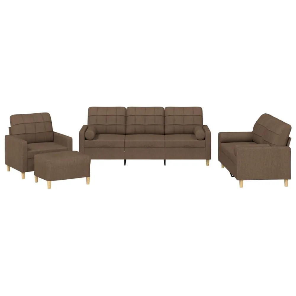 Estore para Janela 4 pcs conjunto de sofás com almofadas tecido castanho