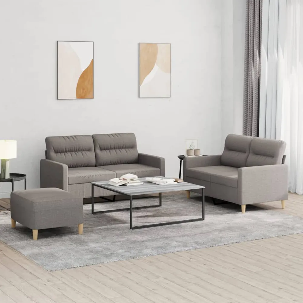 Estore para Janela 3 pcs conjunto de sofás com almofadões tecido cinza-acastanhado