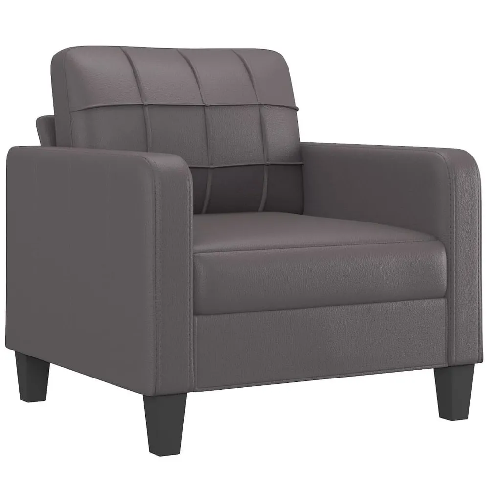 Estore para Janela 3 pcs conjunto de sofás com almofadões couro artificial cinzento