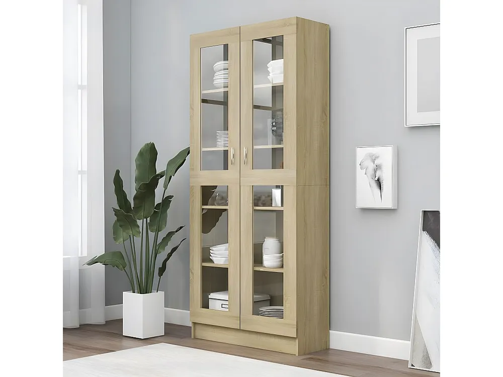 Gancho de Parede Armário vitrine 82,5x30,5x185,5cm contraplacado carvalho sonoma