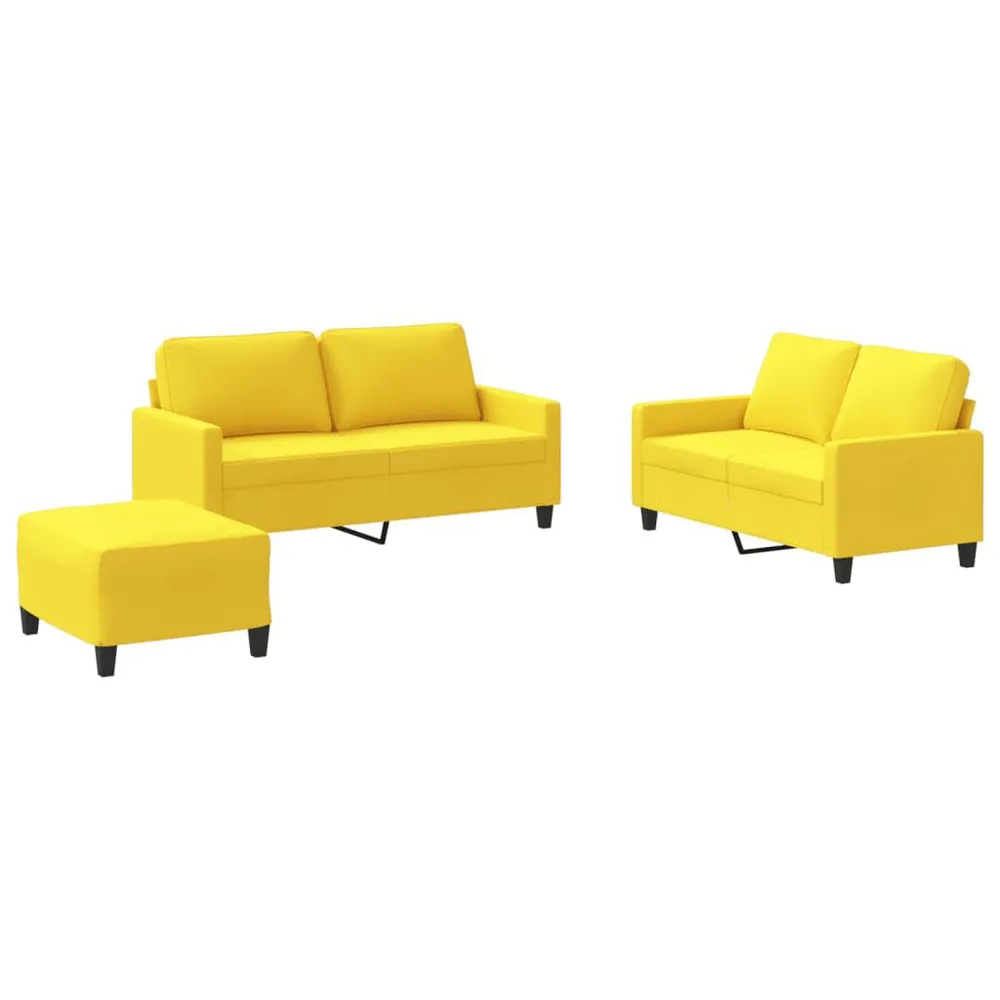 Gancho de Parede 3 pcs conjunto de sofás com almofadões tecido amarelo-claro