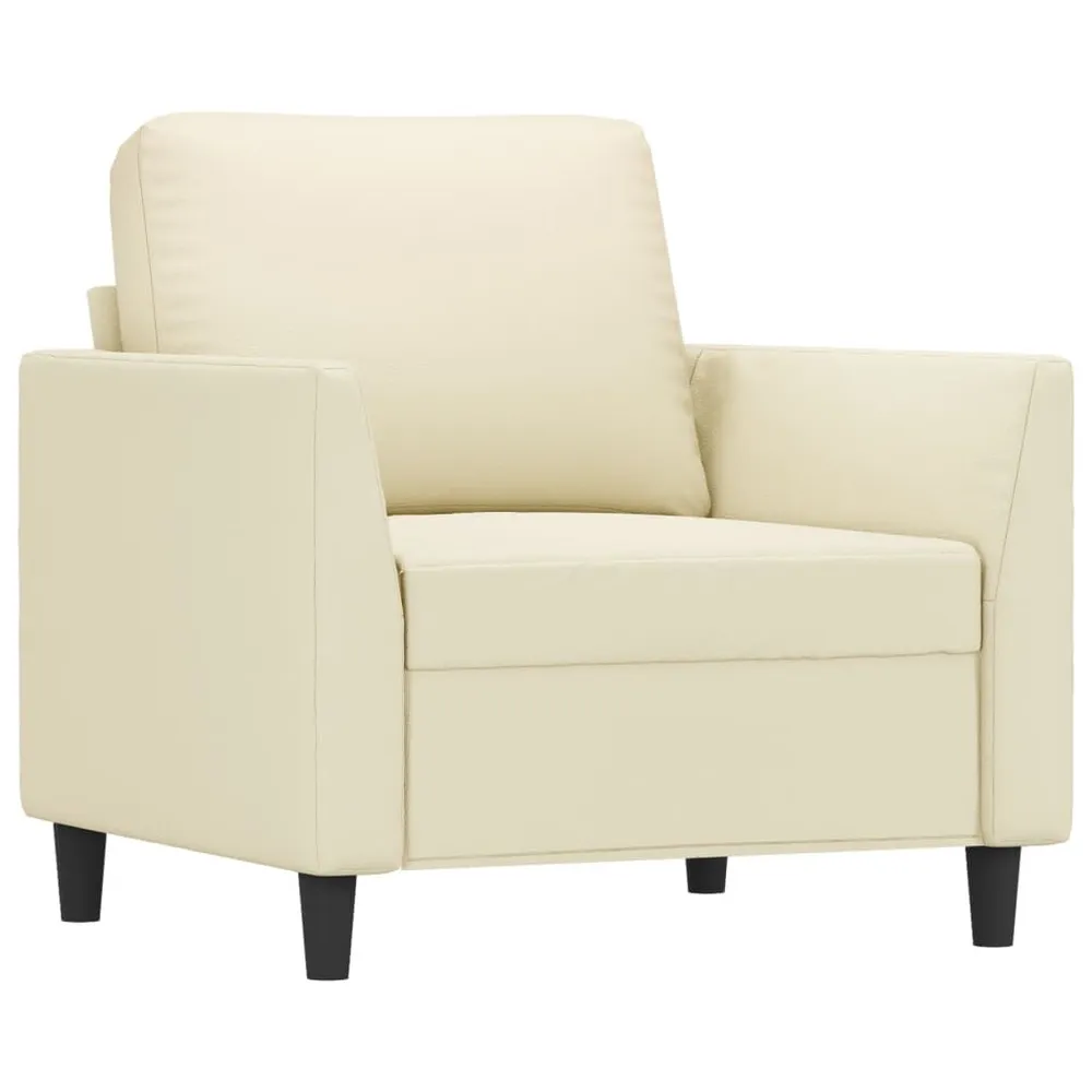 Gancho de Parede 3 pcs conjunto sofás com almofadões couro artificial cor creme