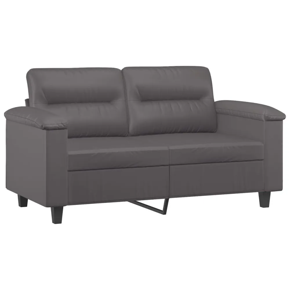 Gancho de Parede 3 pcs conjunto de sofás com almofadões couro artificial cinzento