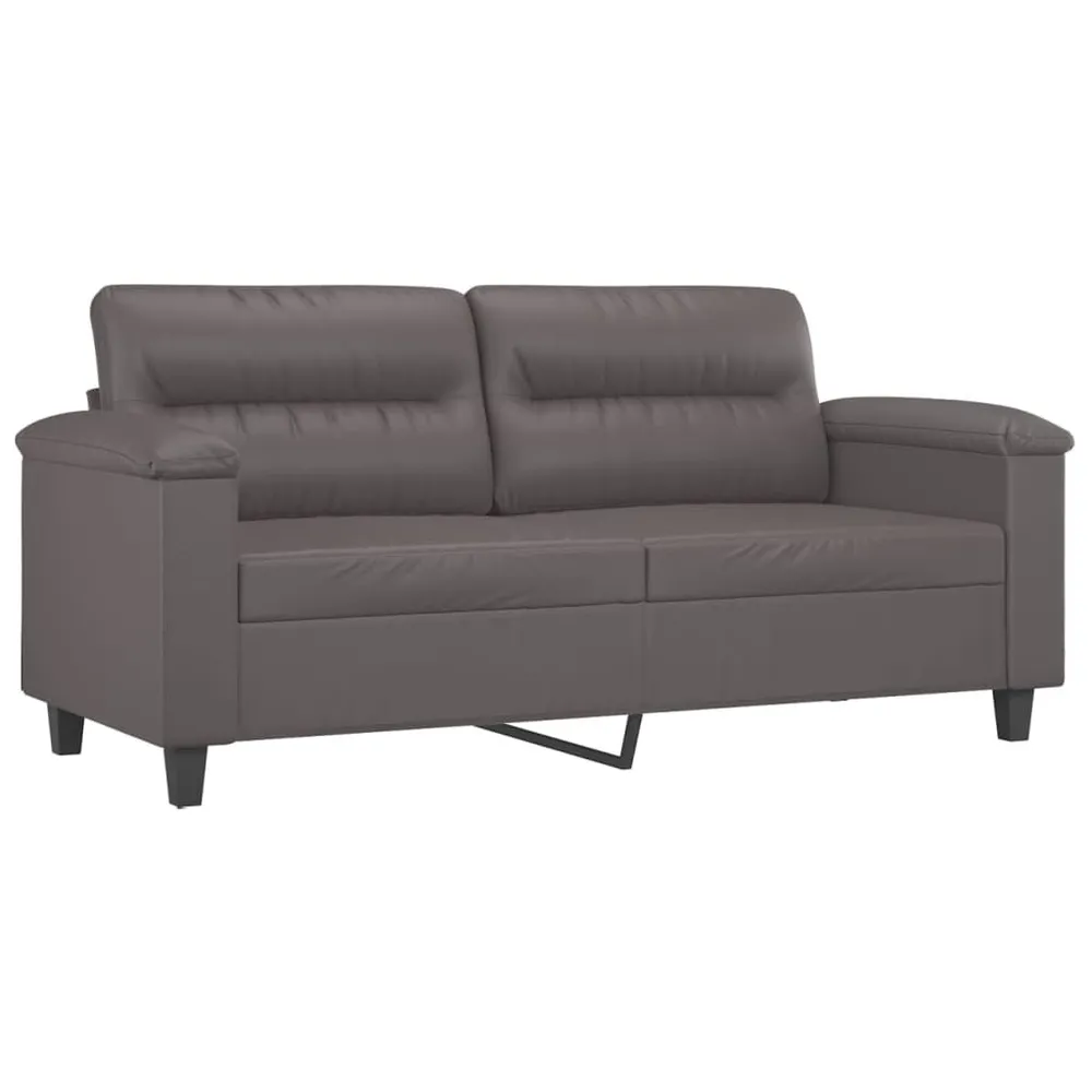 Gancho de Parede 3 pcs conjunto de sofás com almofadões couro artificial cinzento