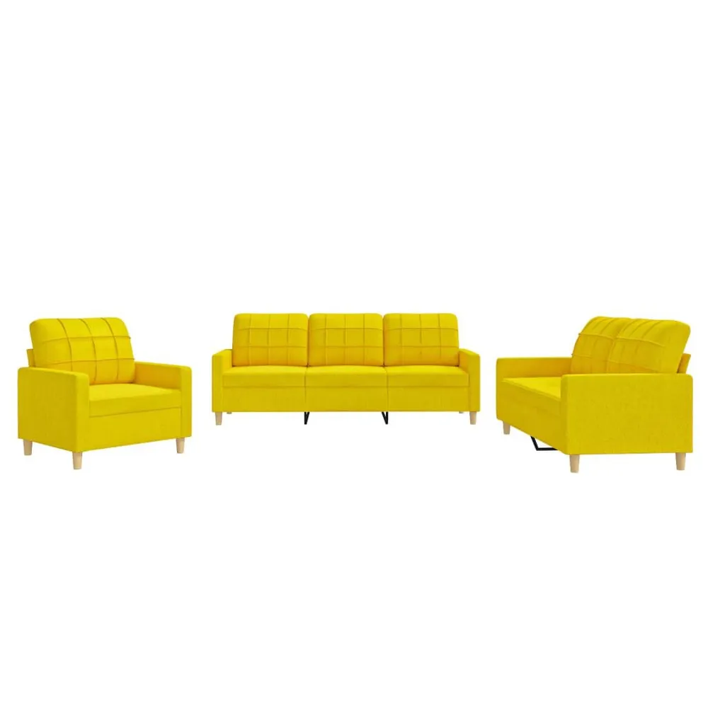 Gancho de Parede 3 pcs conjunto de sofás com almofadões tecido amarelo-claro