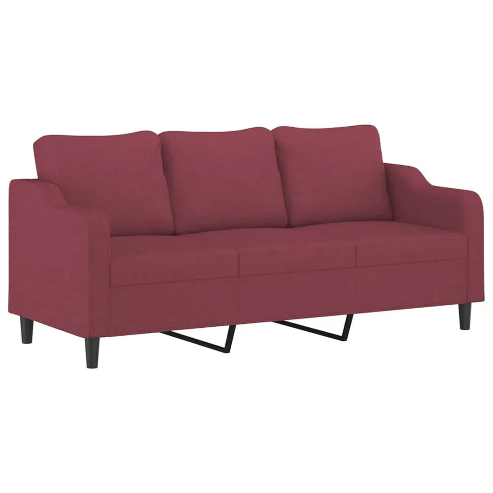 Gancho de Parede 3 pcs conjunto de sofás com almofadas tecido vermelho-tinto