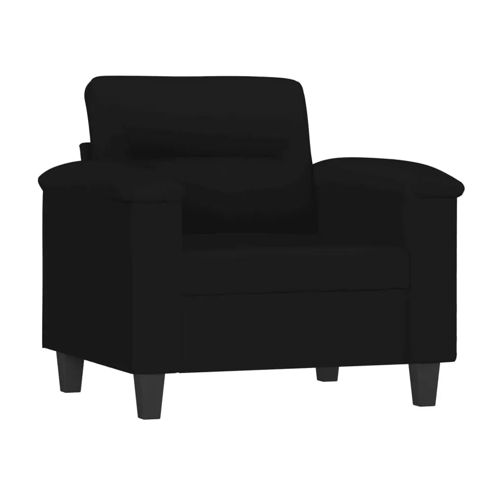 Gancho de Parede 3 pcs conjunto sofás com almofadas tecido de microfibra preto