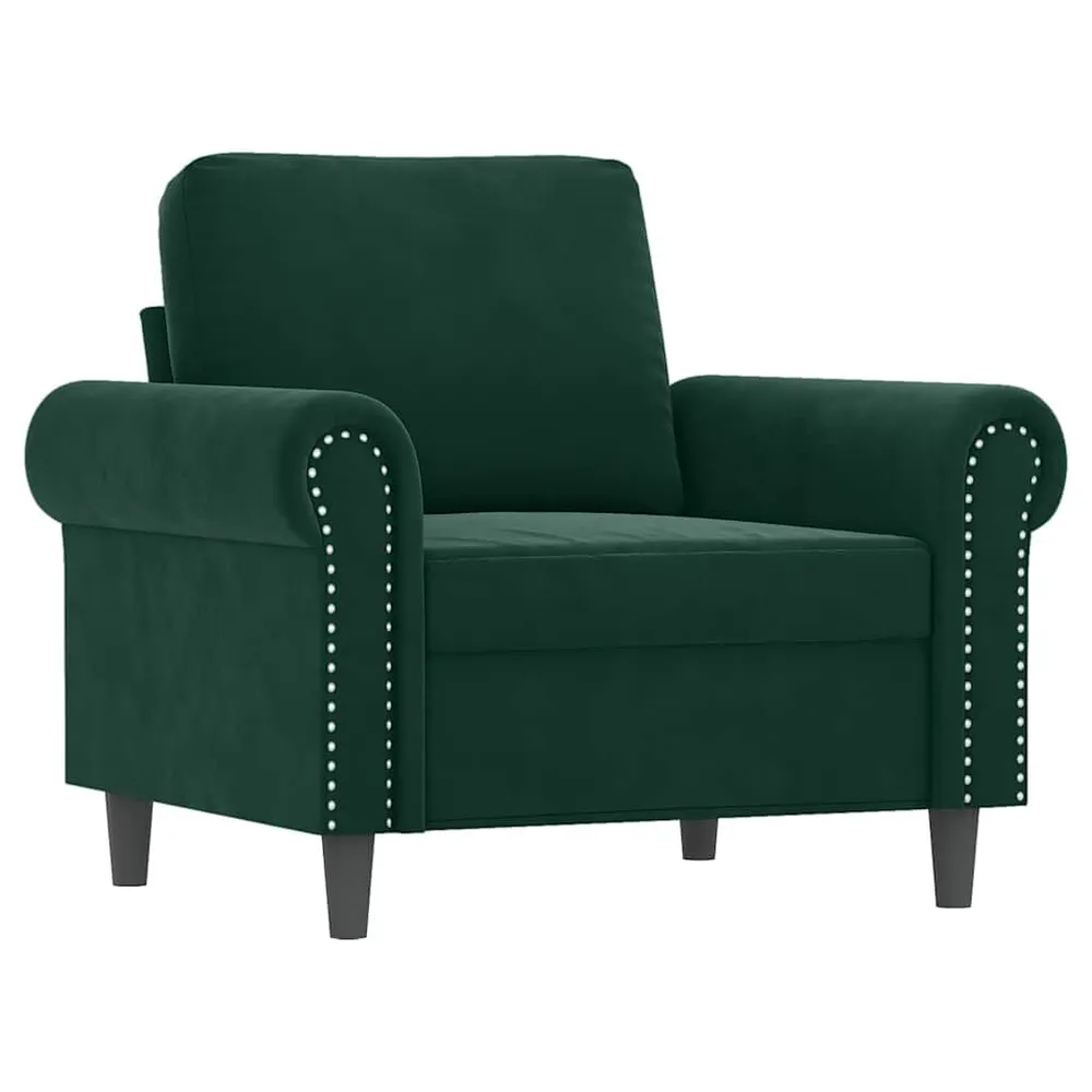 Gancho de Parede 3 pcs conjunto de sofás com almofadões veludo verde-escuro