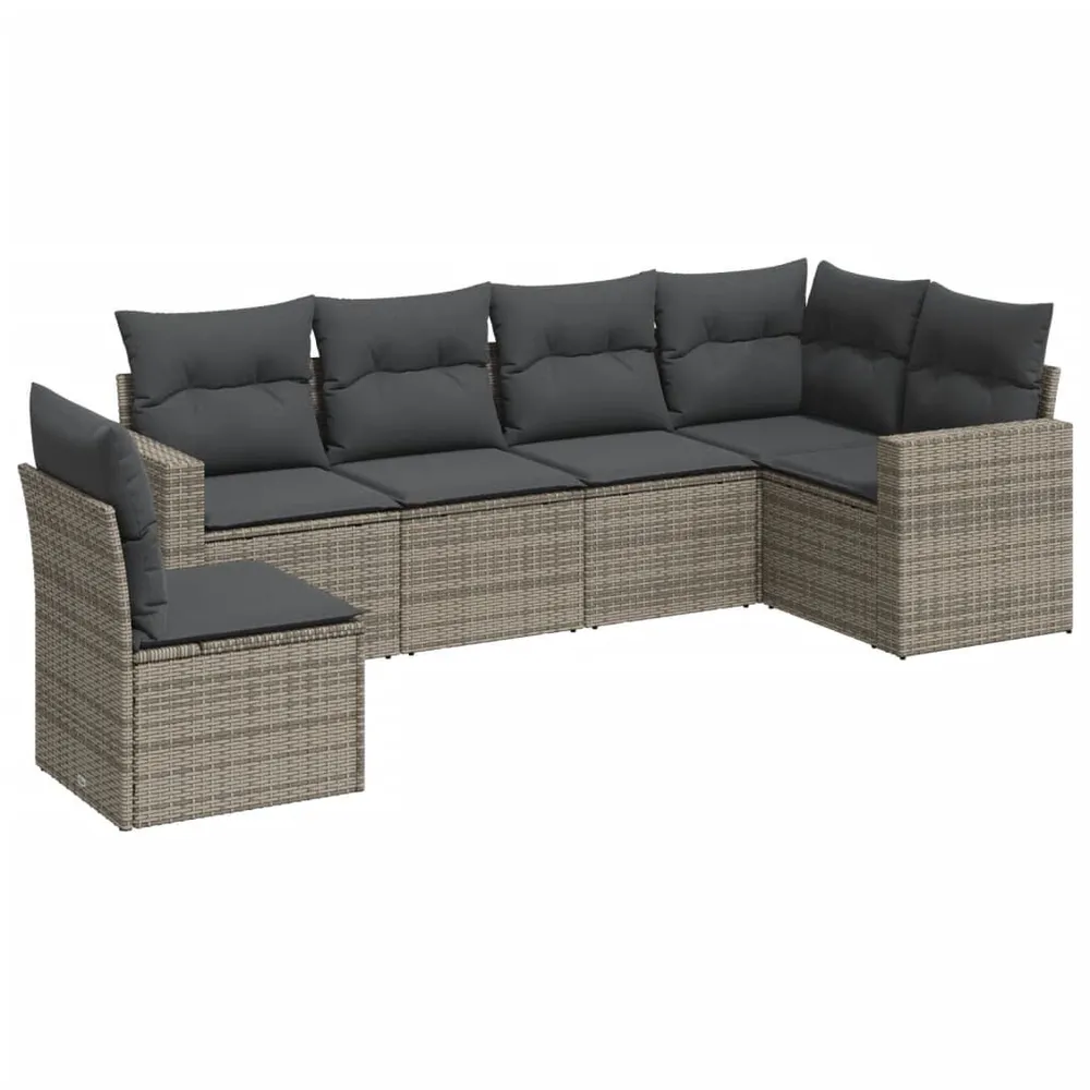 Gancho de Parede 6 pcs conjunto sofás de jardim com almofadões vime cinzento