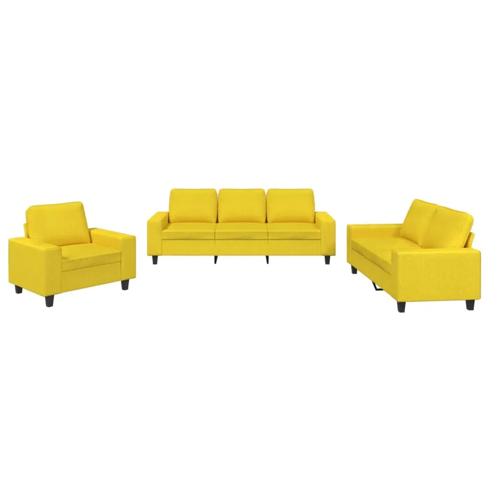 Gancho de Parede 3 pcs conjunto de sofás tecido amarelo-claro