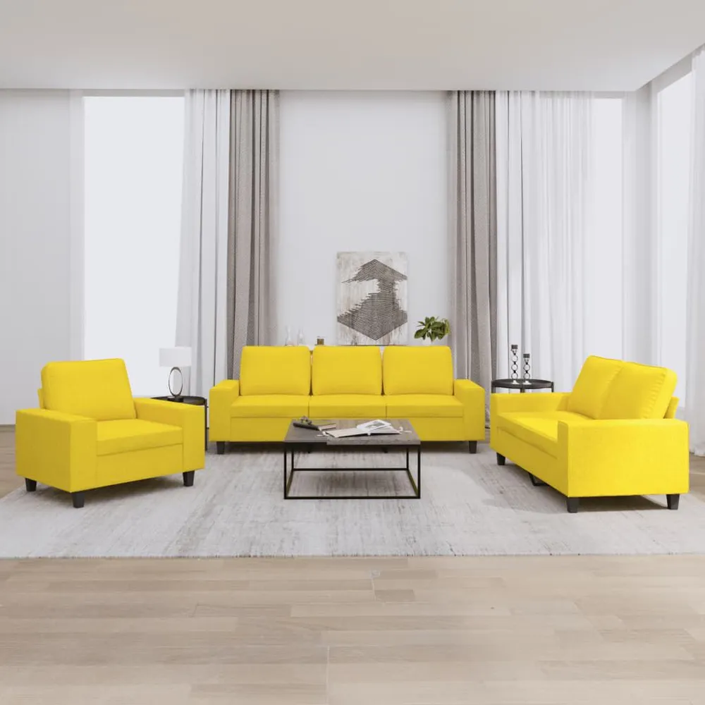 Gancho de Parede 3 pcs conjunto de sofás tecido amarelo-claro