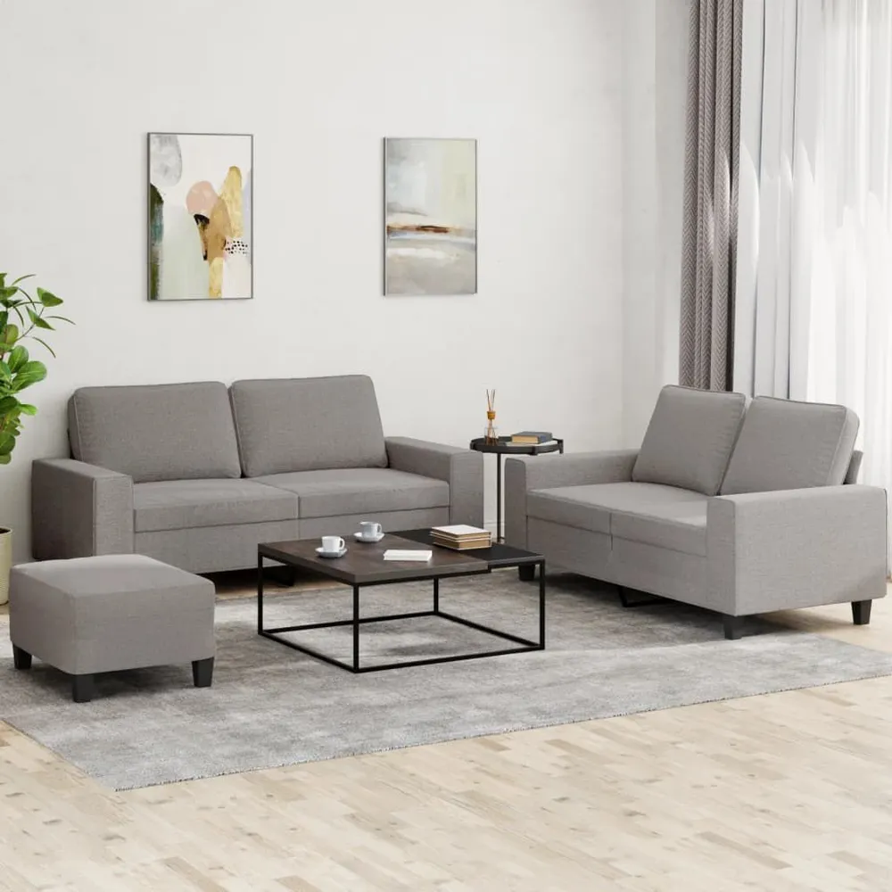 Gancho de Parede 3 pcs conjunto de sofás tecido cinzento-acastanhado