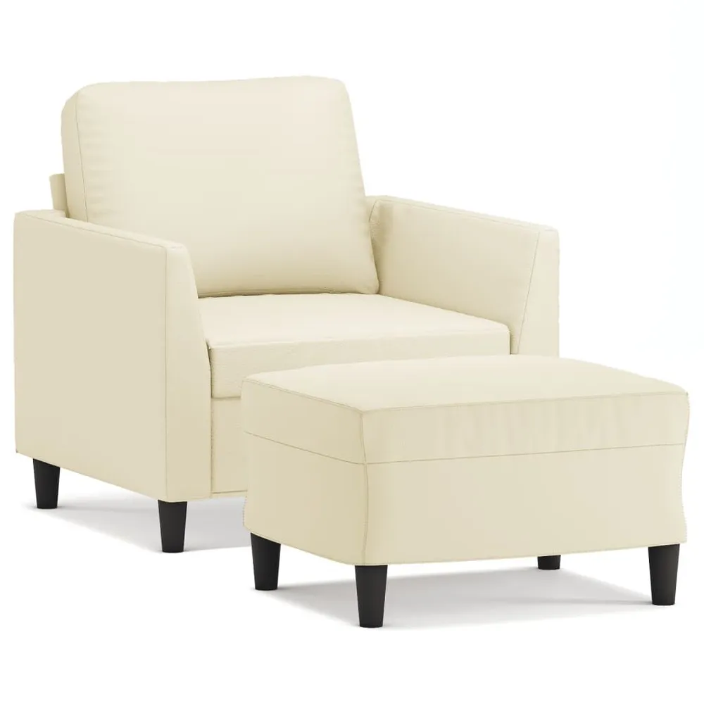 Gancho de Parede Poltrona com apoio de pés couro artificial 60 cm cor creme