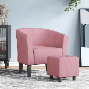 Gancho de Parede Poltrona com apoio de pés veludo rosa