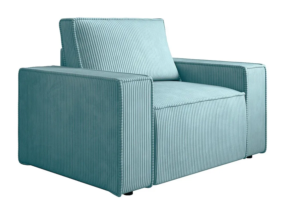 Gancho de Parede Poltrona veludo canelado azul-turquesa estilo design AMELIA