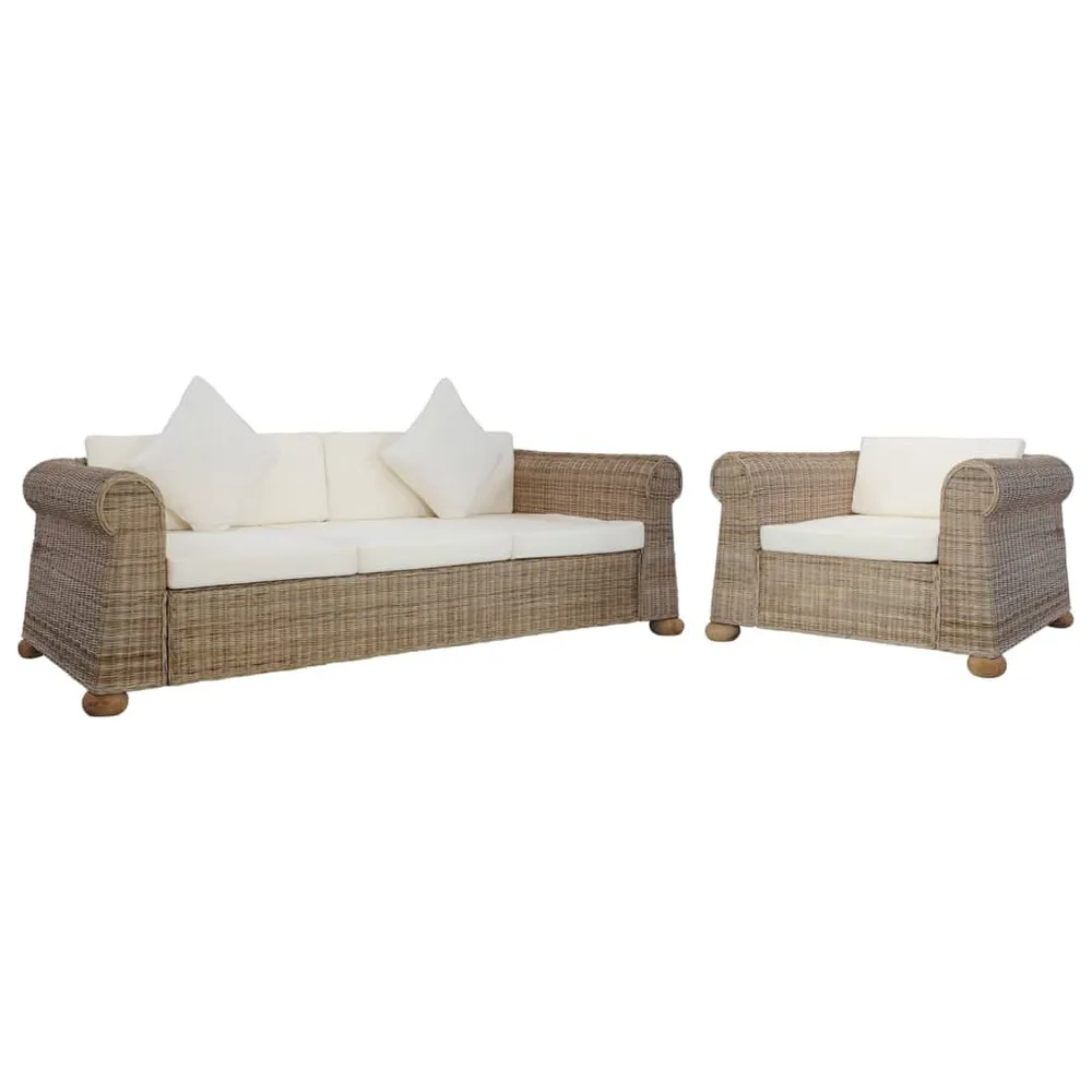 Iluminação LED 2 pcs conjunto de sofás com almofadões vime autêntico