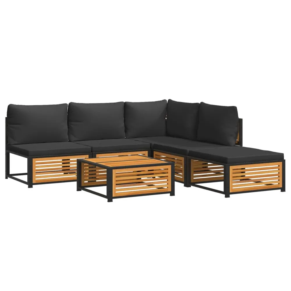 Iluminação LED 6 pcs conjunto de sofás de jardim com almofadões acácia maciç